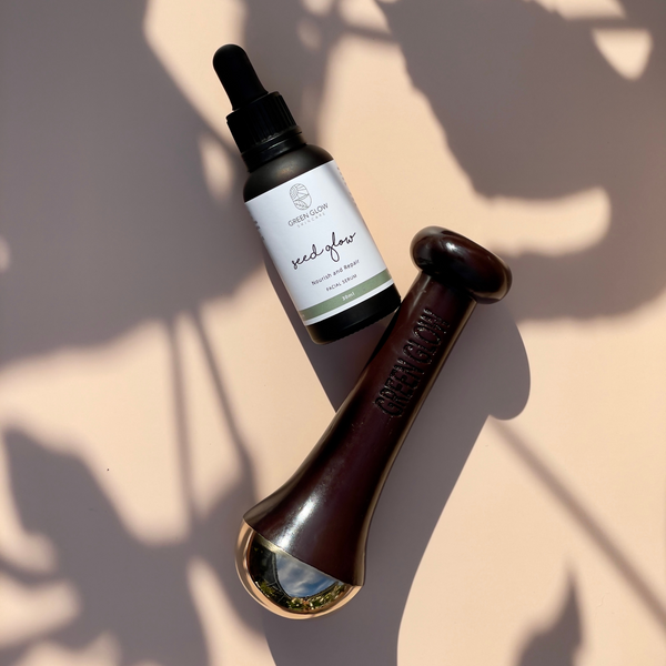 Green Glow Beauty Bundle β Seed Glow Face Oil and Kansa Wand