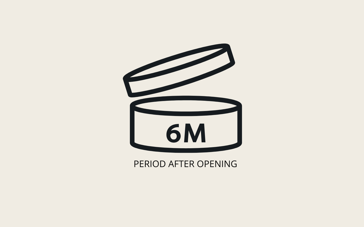 The open jar symbol with 6M inside it, the period after opening mark